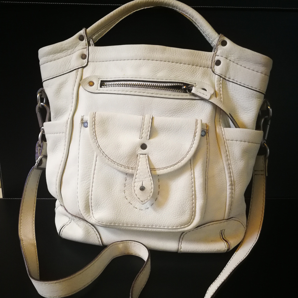 Abercrombie & Fitch White Leather Cross Body Bag